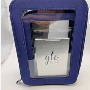 GloTech 3-Piece Cosmetic Bag Set W/ Compact Mirror, Blue Travel Makeup Organizer